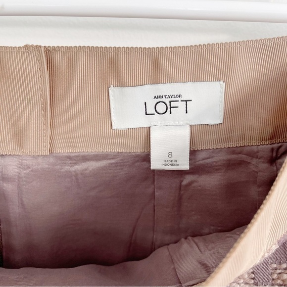 Ann Taylor LOFT Mauve Pink Houndstooth Print Straight Pencil Skirt - Size 8 - Picture 3 of 7